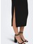O Yaka Düz Siyah Standart Kadın Elbise Onlea S/l Long Slıt Dress Jrs Now 3