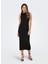 O Yaka Düz Siyah Standart Kadın Elbise Onlea S/l Long Slıt Dress Jrs Now 5