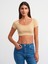 30876 Kısa Kollu Crop Top-Camel 1