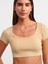 30876 Kısa Kollu Crop Top-Camel 4