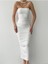 Julidress Puantiye Desenli Askılı Maxi Uzun Boy Premium Elbise 3
