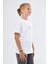 Bisiklet Yaka Palmiye Baskılı Beyaz Çocuk T-Shirt 3