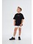 Bisiklet Yaka Palmiye Baskılı Siyah Çocuk T-Shirt 4