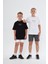 Bisiklet Yaka Palmiye Baskılı Siyah Çocuk T-Shirt 5