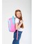 Kids Yeşil Pembe Sevimli Kedi Kız Çocuk Okul Sırt Çantası 3