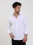 Beyaz Erkek Slim Fit Gofre Desenli Brent Yaka Uzun Kol Gömlek - 104795 4