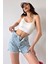 Paçası Püsküllü Desenli Denim Şort DFL4010 2