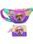 Kız Çocuk Sarı Pembe Sevimli Köpek Desenli Bel Çantası ve Bozuk Para Cüzdanı Set 1