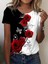 Kadın Kısa Kollu Gül Baskı Süprem T-Shirt 1