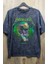 Unisex Yeşil Kuru Kafa Metallica Baskılı Vintage Tişört, Oversize Rock Baskılı Yıkamalı T-Shirt 1