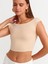 20869 Kayık Yaka Crop Top-Açık Bej 4