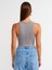 20820 Dikiş Efektli Crop Top-Gri 2
