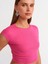 30528 Pamuk ve Modal Karışımlı Crop Top-Fuşya 4