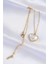 Mulvxxmd XDN02 Çelik Zincir Gold Renk Beyaz Taşlı Bubble Kalp Kolye (Mulvix) 1