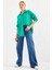 Kadın Su Yeşil Tek Cepli Oversize Keten Ayrobin Gömlek HZL24S-BD1201531 4