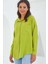 Kadın Fıstık Yeşil Tek Cepli Oversize Keten Ayrobin Gömlek HZL24S-BD1201531 2
