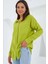 Kadın Fıstık Yeşil Tek Cepli Oversize Keten Ayrobin Gömlek HZL24S-BD1201531 4