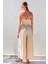 Kadın Krem Ayarlanabilir Askılı Beli Lastikli Bol Paça Yazlık Örme Tulum HZL24S-BD170291 4