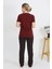 Kadın Kısa Kol Pamuk Penye Pijama Takım Bordo 4214 5