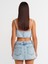 71496 Önü Yırtmaçlı Denim Şort Etek-Mavi 2