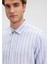 Keten Karışımlı Çizgili Mavi Gömlek 0211142-70813 5