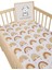 %100 Pamuk Ranforce Kumaş Lastikli Bebek Çarşafı-Gökkuşağı KALP-(70X110)(60X120) 1
