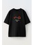 Unisex Siyah Oversize Pamuk Dumbell Kulaklık Body Baskılı Örme T-Shirt 1