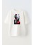 Unisex Beyaz Oversize Pamuk Kurukafa Anime Yarım Baskılı Örme T-Shirt 1