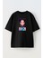 Unisex Siyah Oversize Pamuk Japon Anime Kleopatra Baskılı Örme T-Shirt 1