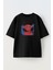 Unisex Siyah Oversize Pamuk Spiderman Dertli Baskılı Örme T-Shirt 1