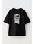 Unisex Siyah Oversize Pamuk Joker Yazı Poster Baskılı Örme T-Shirt 1