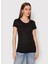 Bisiklet Yaka Siyah Kadın T-Shirt 3TNHL11A2 1