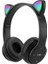 Tt SW88 Ledli Rgb Kedi Kulağı Aydınlatmalı Bluetooth Mikrofonlu Katlanabilir Kulaklık Tf Kart/ Aux 1