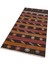 Gerçek El Dokuma Turuncu Rengi Çizgili Çiçekli Vintage Kilim 3