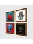 Fil, Nar Ağacı, Nar, Fatma Ana Eli (Hamsa) Taş Duvar Tablosu Ahşap Çerçeveli Duvar Dekoru 4 Parça Tablo Seti Wall Art W4-874 2