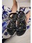 24Y162 Kadn Taşlı Düz Taban Comfort Sandalet Siyah 4