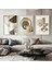 Modern Geometrik Desenli Metal Çerçeveli Üçlü Tablo Takımı 1