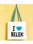 I Love Belek Turkuaz Renkli Kulp Gabardin Bez Çanta 40X35CM, Baskılı Omuz Çantası, Alışveriş Çantası, Plaj Çantası 1