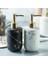 B(Mat) Stili 400ML Yüksek Mat Marmer Desenli Banyo Sabunluk Seramik Losyon Şişesi Sabunluk Diş Fırçası Tutucu Ağız Gargara Bardağı (Yurt Dışından) 3