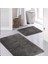 Gri Synergy Işıltılı Kaymaz Tabanlı Yıkanabilir 2'li Set Banyo Halısı Paspas Seti 60 x 100 cm 2