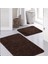 Kahverengi Synergy Işıltılı Kaymaz Tabanlı Yıkanabilir 2'li Set Banyo Halısı Paspas Seti 60X100 2