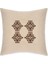 Kahverengi İşlemeli Keten Kare Yastık Kılıfı 1