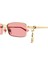 GG1600S 004 56-18 Unisex Pembe Mat Camlı Altın Metal Dikdörtgen Güneş Gözlüğü 5