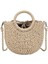 Saman Dokuma Çanta El Yapımı Rattan Vintage Retro Halat Örme Kadın Crossbody Çanta Yüzük ile Taze Yaz Plaj Bej (Yurt Dışından) 1