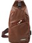 Mini USB Arayüzü Bol Alan Erkek Rahat Çanta Moda Açık Sling Seyahat Günü Paketi Pu Deri Göğüs Crossbody Tek Omuz Açık Kahverengi (Yurt Dışından) 1