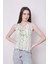 Desenli Likralı Kumaş Degaje Yaka Kolsuz Body Bluz-Mint Desen 4