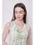 Desenli Likralı Kumaş Degaje Yaka Kolsuz Body Bluz-Mint Desen 5