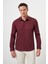Erkek Bordo Pamuk Düz Desen Sert Yaka Slim Fit Gömlek 1
