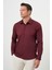 Erkek Bordo Pamuk Düz Desen Sert Yaka Slim Fit Gömlek 2