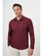 Erkek Bordo Pamuk Düz Desen Sert Yaka Slim Fit Gömlek 3